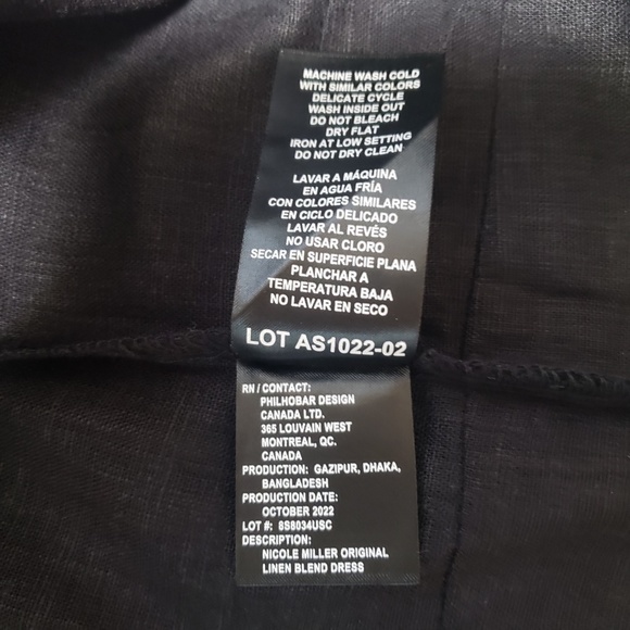 Nicole Miller Original Black V-Neck Short Flutter Sleeve Linen Blend Shift Dress - Picture 9 of 9